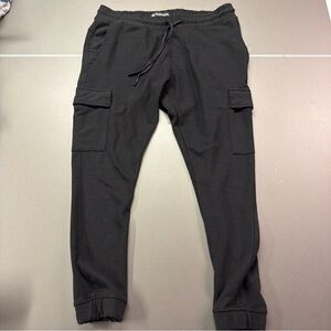 Burnside Black Cargo Drawstring Joggers Men's large Pants Casual